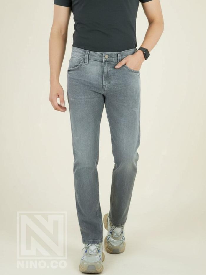 NINO.CO MUSTANG Grey Stretch Denim Celana Jeans Pria Slim Fit – Street Style Premium Wash YKK Zipper
