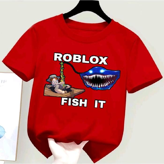 KAOS ROBLOX TERBARU FISH IT UKURAN ANAK ANAK DAN DEWASA/BAJU ATASAN GAME ROBLOX FISH IT
