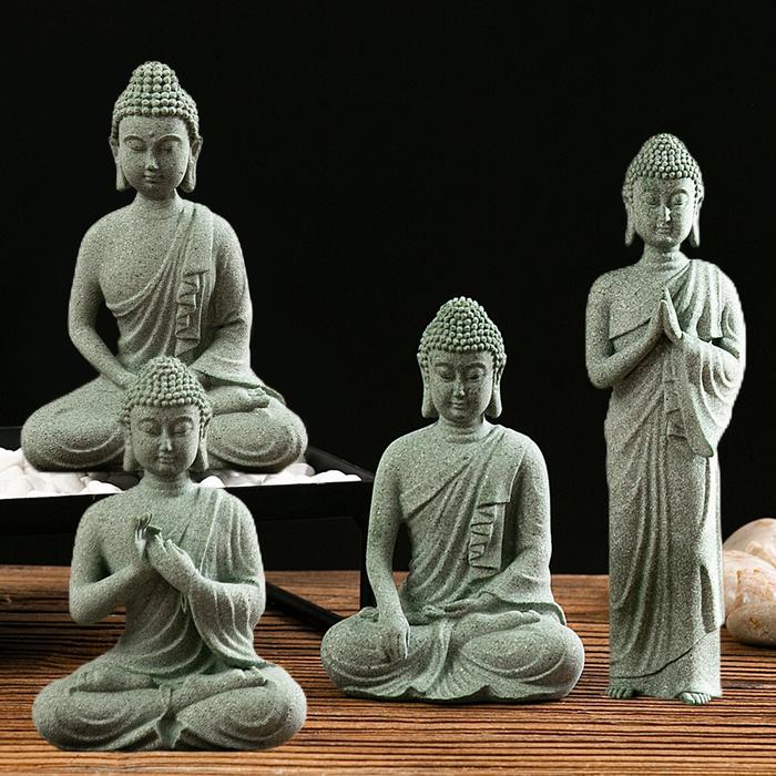 Patung Buddha Mini Biksu Buddha Tibet Patung Buddha Resin Taman