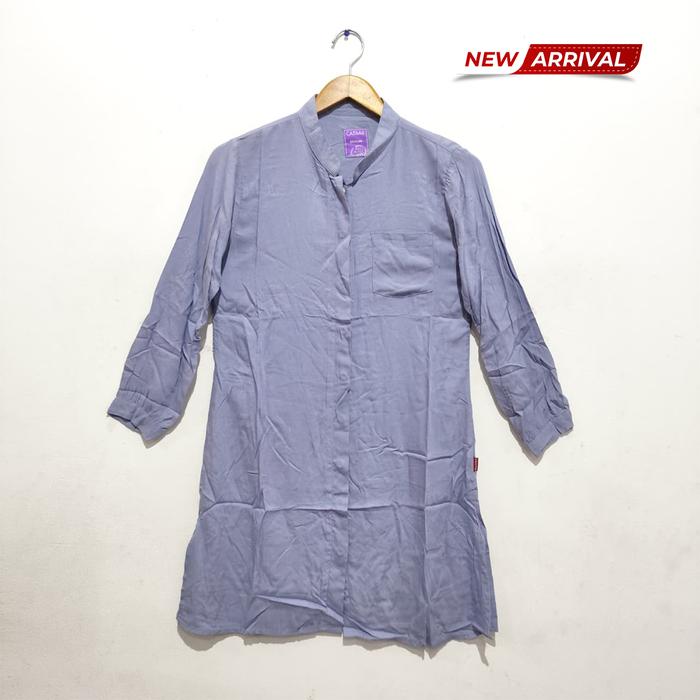 CAESAR LADIES Kemeja Wanita Lengan Panjang Steel Blue Hidden Button | 100% Cotton