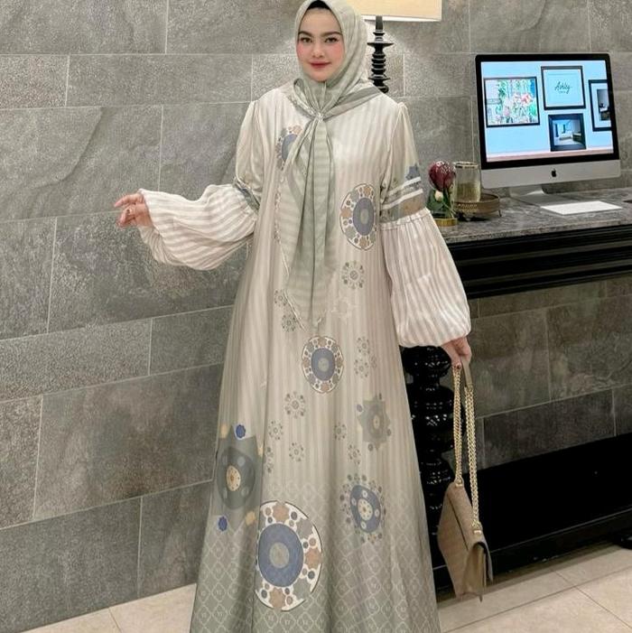 Lyzia Dress Premium Set By Yodizein Syari Gamis Plus Khimar Scraf Mewah Cantik Wanita Wudhu Silk Cer