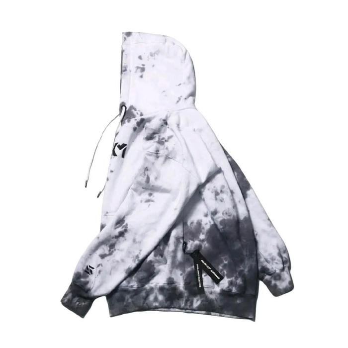 Sweater Hoodie Pria Skm Tie Die Tebal Size M-XL Premium Cowok Casual Distro Zipper Hitam Keren