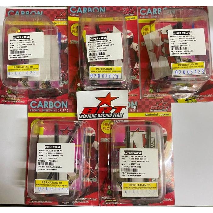 PAYUNG KLEP BRT VALVE KLEP SET BATANG KARBON 5MM 25 22 29 24 34 29 30 25 32 28 AA 25/22 29/24 30/25