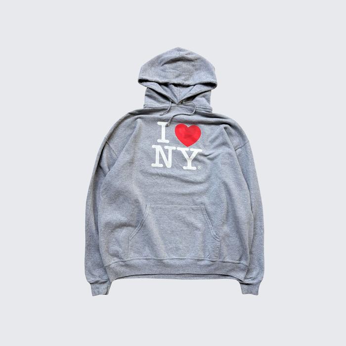 Grey Grey Y2K Style I Love NY Newyork Jerzees Nublend Oversize Hoodie - Unisex - XL