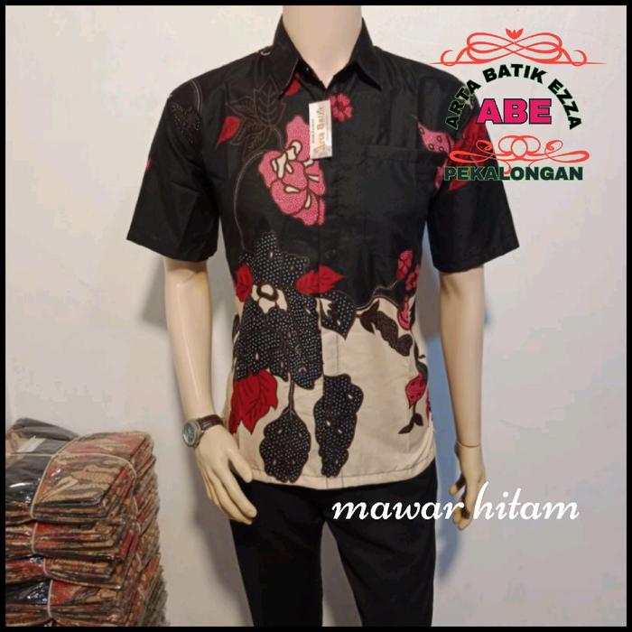 hem batik  Katun ,batik motif mawar hitam original ,batik buat kerja, batik buat kantor , batik arta