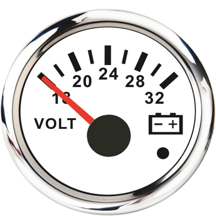 52Mm Marine Volt Meter Voltmeter Gauge 8-16 Volt 16-32 Volt Mobil