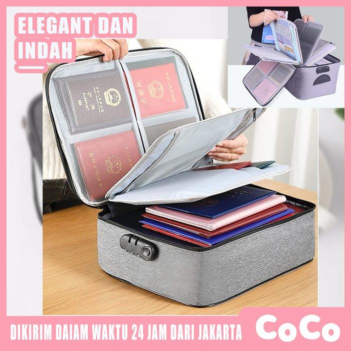 Password Travel Bag Penyimpanan Dokumen File Penting Surat Akta Ijazah Sertipikat