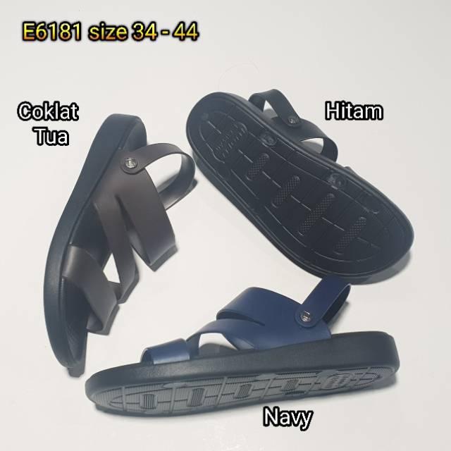 Sepatu Sandal Pria Model Tali Bahan Karet LUOFU E6181