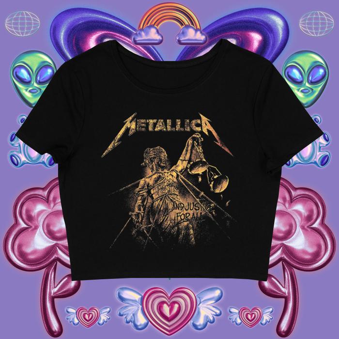 GIRL.CLUB | CROP TOP METALLICA AND JUSTICE FOR ALL | GRUNGE | Y2K | METAL | VINTAGE | ANIME | BAND |