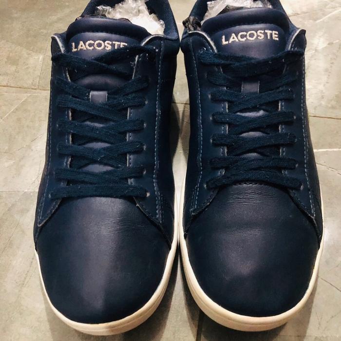 LacosteSepatu Casual Pria dan Wanita Sneakers Sport Navy Pekat Made in Vietnam Sepatu Lari Pria Wani
