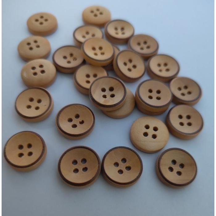 144 Pcs Kancing Clasik kayu kemeja/Hem Lis garis coklat Ukuran 15 mm