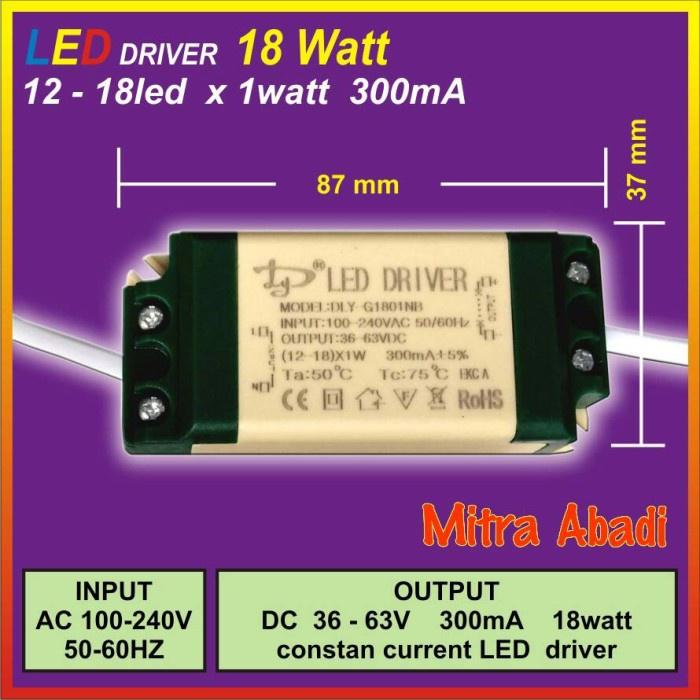LED Driver DLY 12-18x1 Watt 300 mA AC-DC Casing Plastik