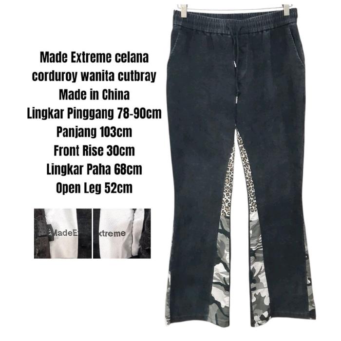 Made Extreme celana corduroy wanita cutbray