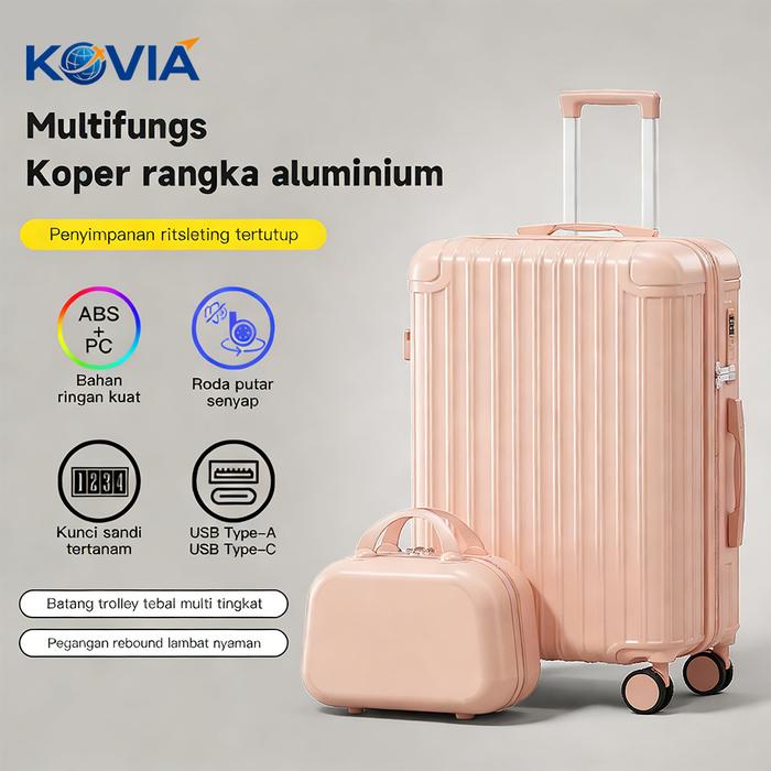 KOVIA-koper president 18/-24 inch murah ABS+PC fashion asli impor koper ringan hardcase senyap