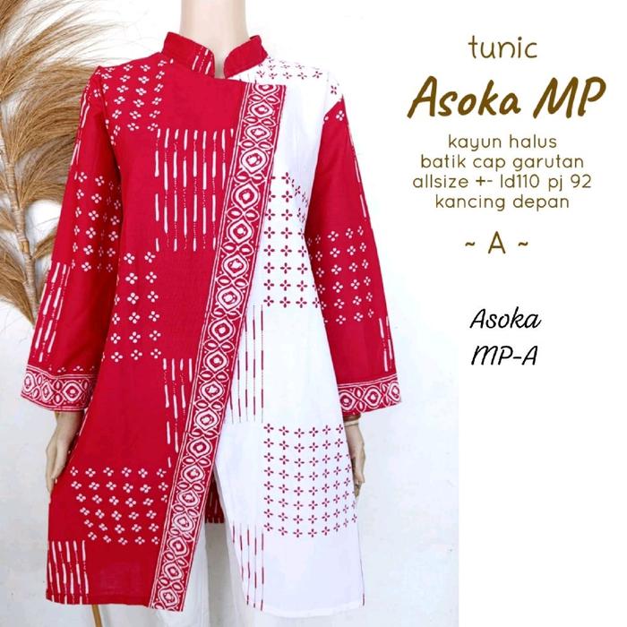 Tunik Katun Baju Atasan Wanita Merah Putih Panjang  Maroon Kemeja Shirt Tunic Blouse Blus