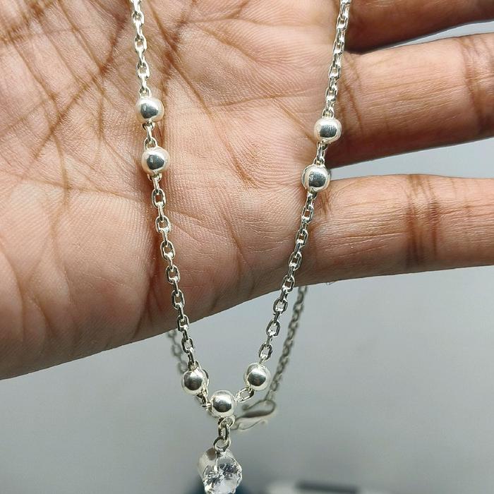 Kalung Bandul permata Rantai Nori berlapis perak kalung cantik