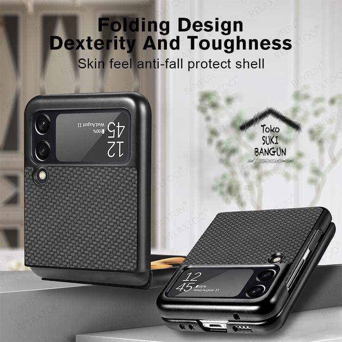 Case untuk Samsung Galaxy Z Flip4 Flip 4 5G Rugged Carbon Cover Casing Pouch Protector ZFL4-002