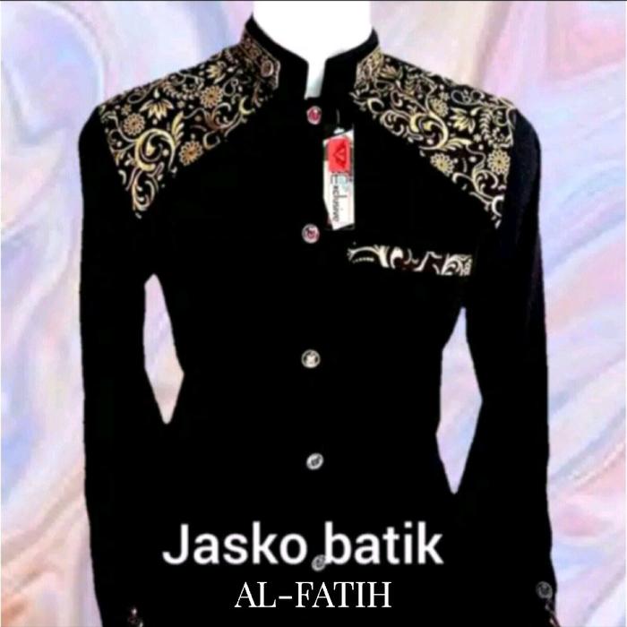 Jasko Batik Elegan Baju Jas Semi Koko Muslim Dewasa High Kain Kombinasi Nyaman Panjang Pria Tangan M