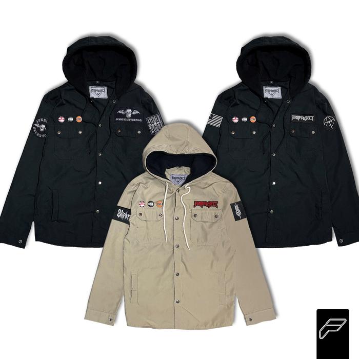 falproject FAL 031 field jaket hoodie jaket hoodie pria semi parka field jaket black