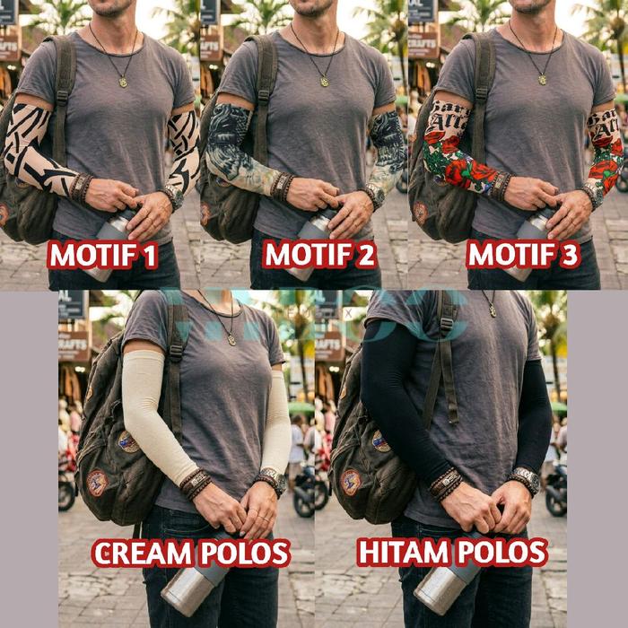 Manset Lengan Tangan Polos Tato Hand Shock Bahan Stoking Tipis Panjang 40cm Pria dan Wanita