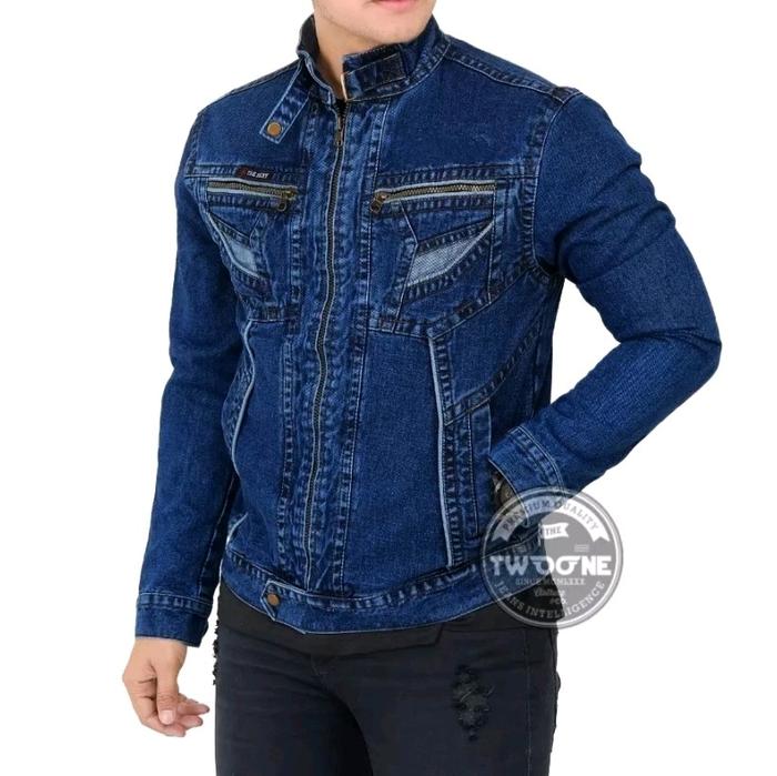 Jaket Jeans Sleting zipper Dan kemeja Semi Parka Dan Jaket Denim Kancing-Jaket Sandwash Unisex Pria-