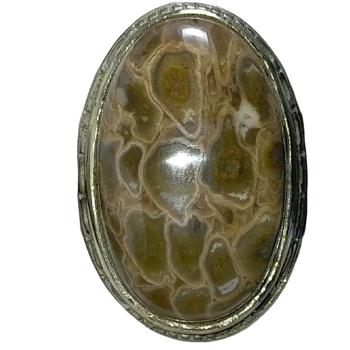 natural cincin batu akek motif sarang tawon