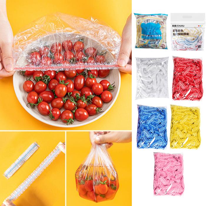 100/200 pieces disposable food cover plastic wrap flexible food cover