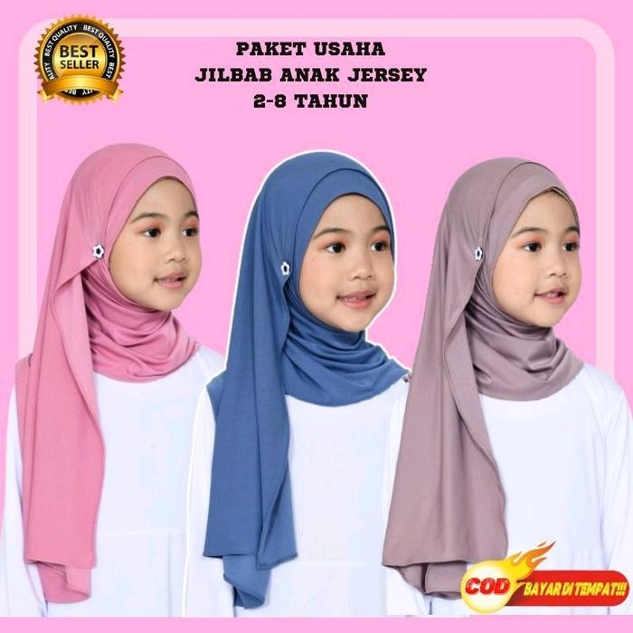 Paket Usaha Kerudung Pashmina Jersey Anak Jilbab Instan Kancing 1 Kodi Mix Warna 20 Pcs - Sekolah, M