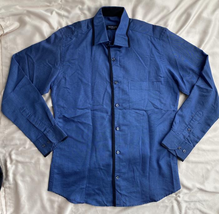 Preloved Morley Slim Fit Kemeja Lengan Panjang Pria Biru