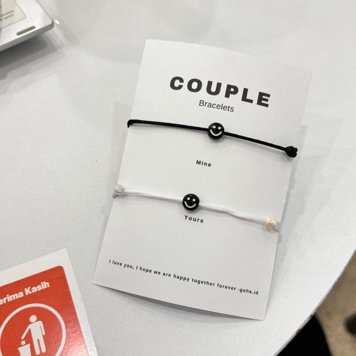 Gelang Tali Couple Smile hitam (2 Gelang) - Pasangan Bracelets