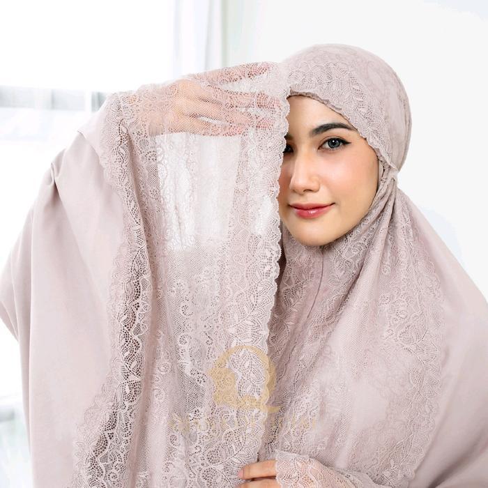 Qmw - Mukena Dewasa Renda Brukat Katun Mikro Premium 2In1 Motif Renda Cantik Lembut Nyaman Mukenah B