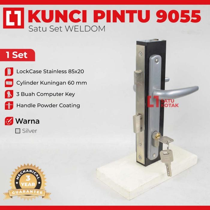WELDOM Handle Kunci Gagang Oval Pintu Swing Aluminium Kecil 9055 Set