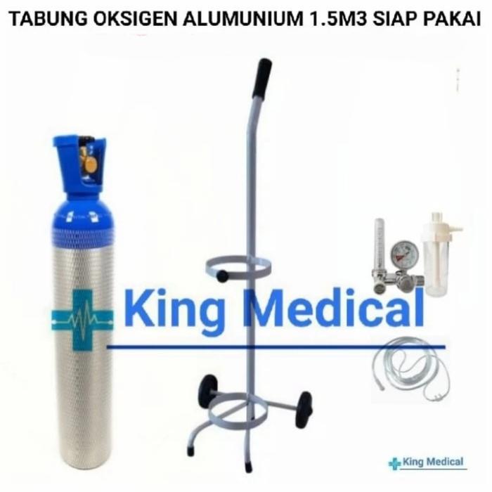 Tabung Oksigen Alumunium 2m3 Siap Pakai (Troli Stainless)