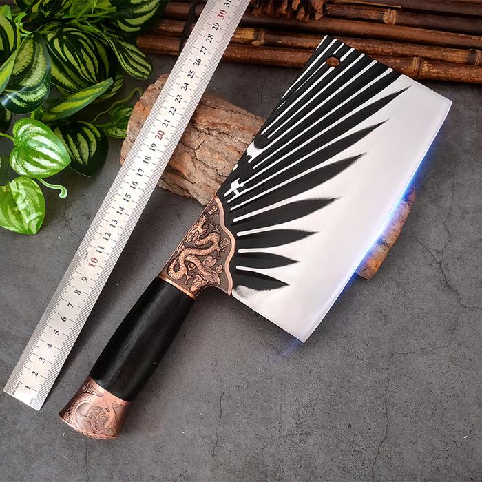 Chinese Knives Cleaver Meat Chopping Vegetables Butcher Knife Wooden