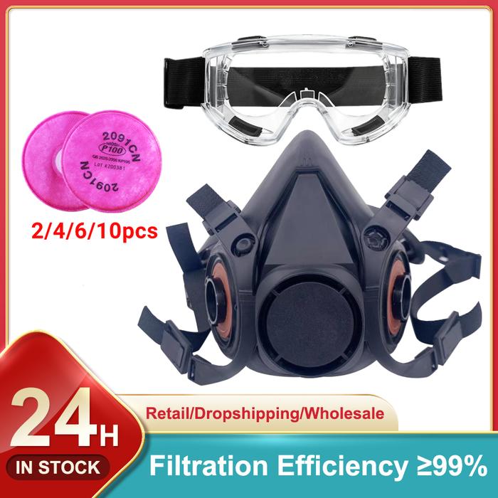 Black Gas Mask 6200 Welding Vapors Filters Half Face Respirator