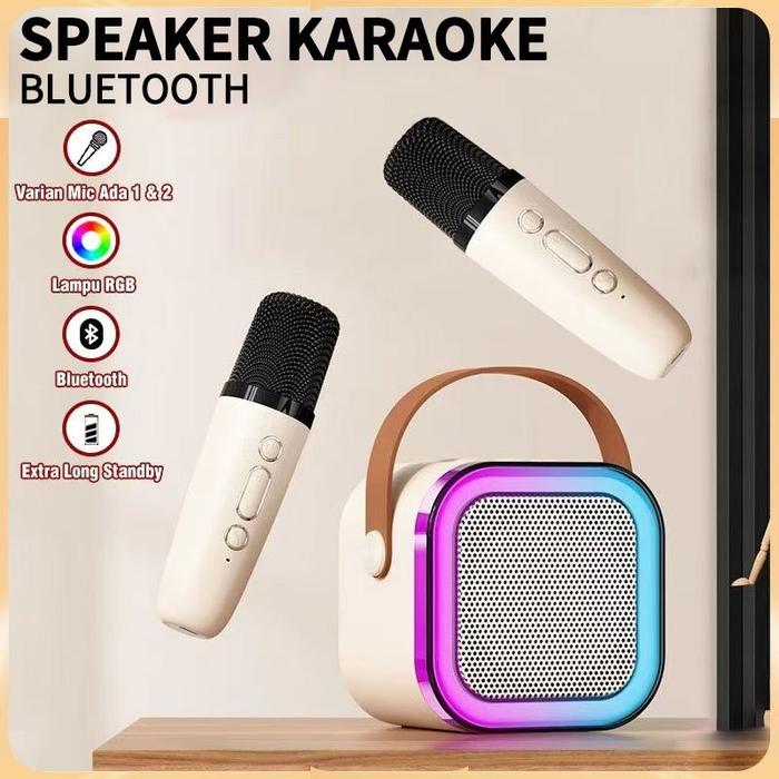 【COD】Speaker Karaoke Mini Speaker Bluetooth Karaoke Salon Karaoke 2 Mic Set Portable Karaoke Speake