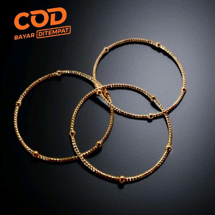 COD 3 Pcs Paket Hemat Gelang Titanium Keroncong Biji Lada Rose Gold Cantikk Bayar Ditempat