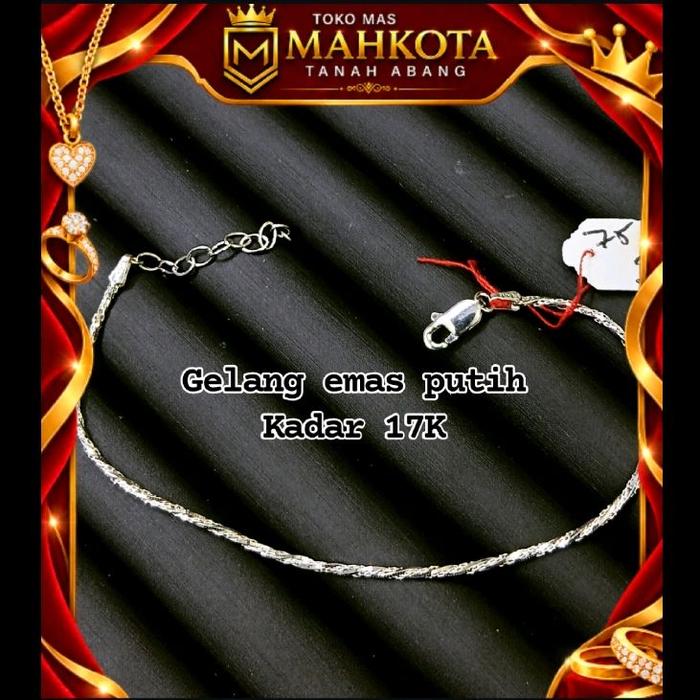 gelang rantai emas putih 17K
