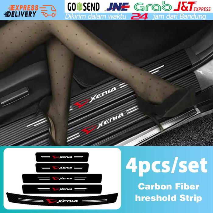 NEW!DAIHATSU XENIA Carbon 3D Door Sill Plate Guard Pelindung Pijakan Injakan Kaki Pintu Mobil Set