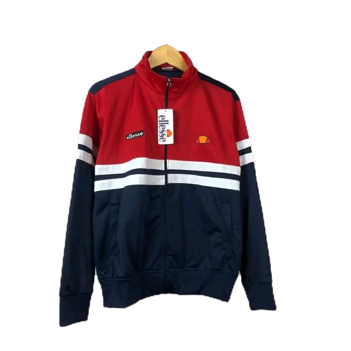 Jaket casual tracktop ellesse rimini kombinasi merah navy