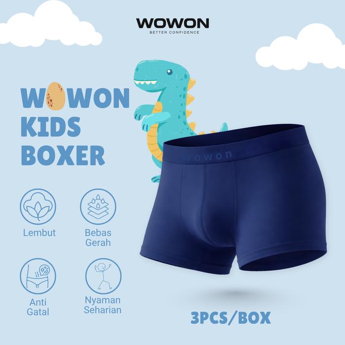 (3 PCS) Wowon Kids Boxer - Boxer Anak Anti Bakteri - Extreme Comfort Boxer