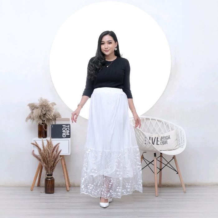 ROK TUTU AKAR MUTIARA RENDA PLISKET WANITA PANJNANG  BAWAHAN TERMURAH TERLARIS BERKUALITAS TERJAMIN(