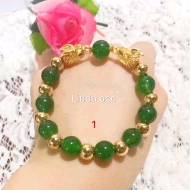 ￼Gelang Giok Naga 9 Warna Lapis Emas 24K