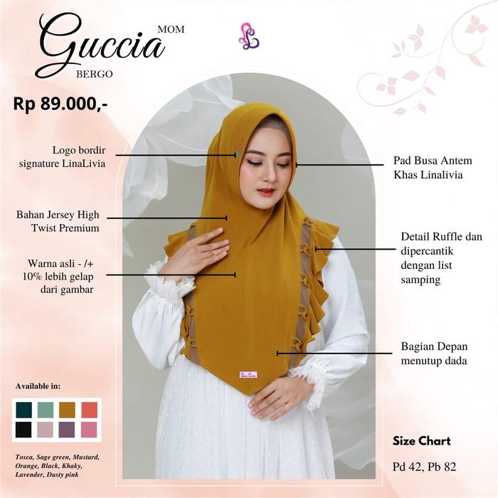 Hijab Segi Empat Bergo Jersey Premium Guccia LinaLivia