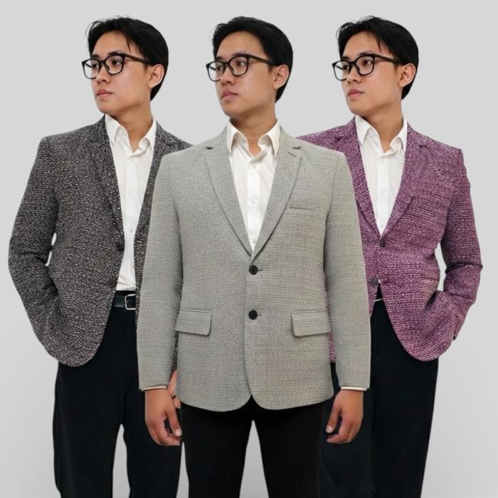 HOOFID Blazer Tweed Twotone Pria Casual slimfit