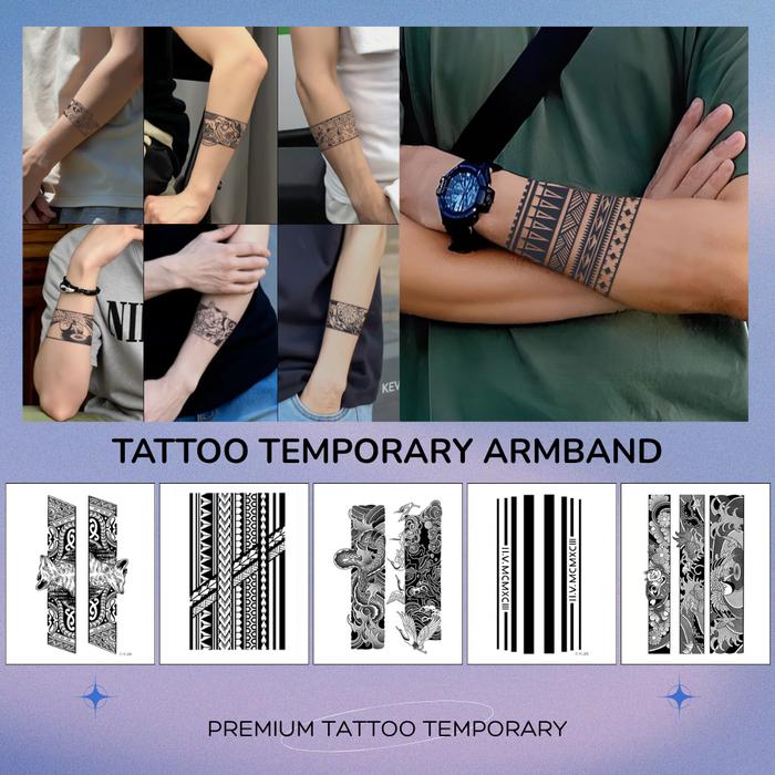 Tatto Temporary Semi Permanen ARM Band Lingakaran Tangan Gelang Lengan