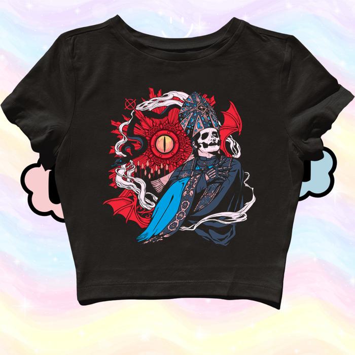 CROP TOP GHOST BAND THE EYE OF MONSTER  GRUNGE  Y2K  METAL  VINTAGE  ANIME  BAND  KPOP  ROCK  STREET
