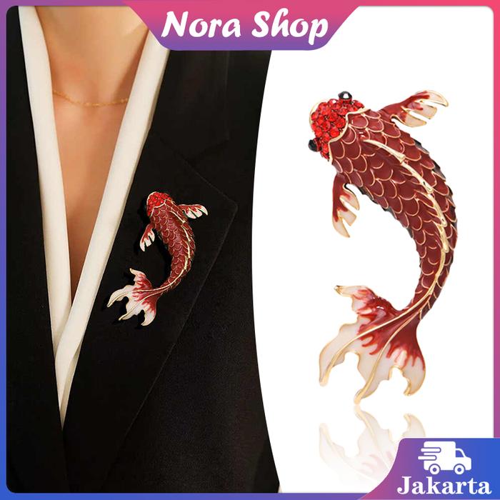 Bros Ikan Koi Retro Cina Bros Ikan Koi Enamel Aksesoris Pakaian