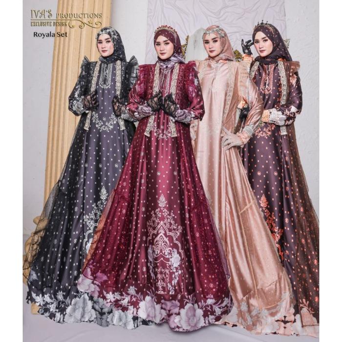 Set Gamis Premium Scarf Printing Elegan Iva Production Model Terbaru