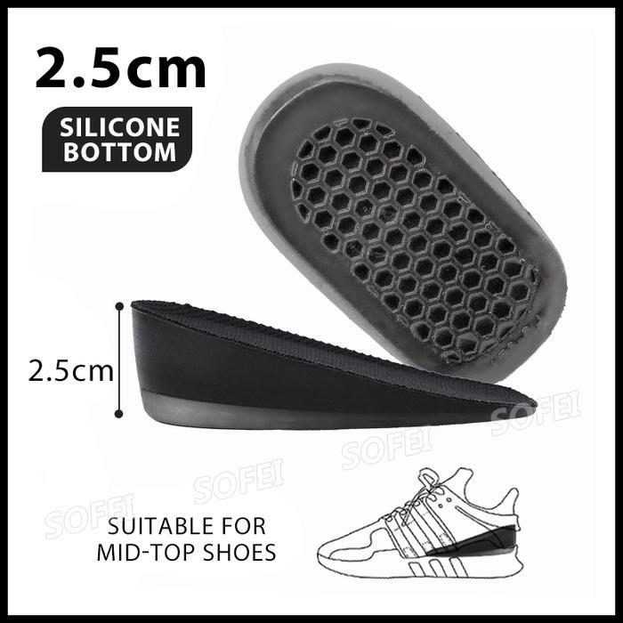 【SOFEISTORE】Tinggi Badan Meningkat Bantalan Sepatu Setengah Bantalan Tumit Silikon Polos Untuk Sol S